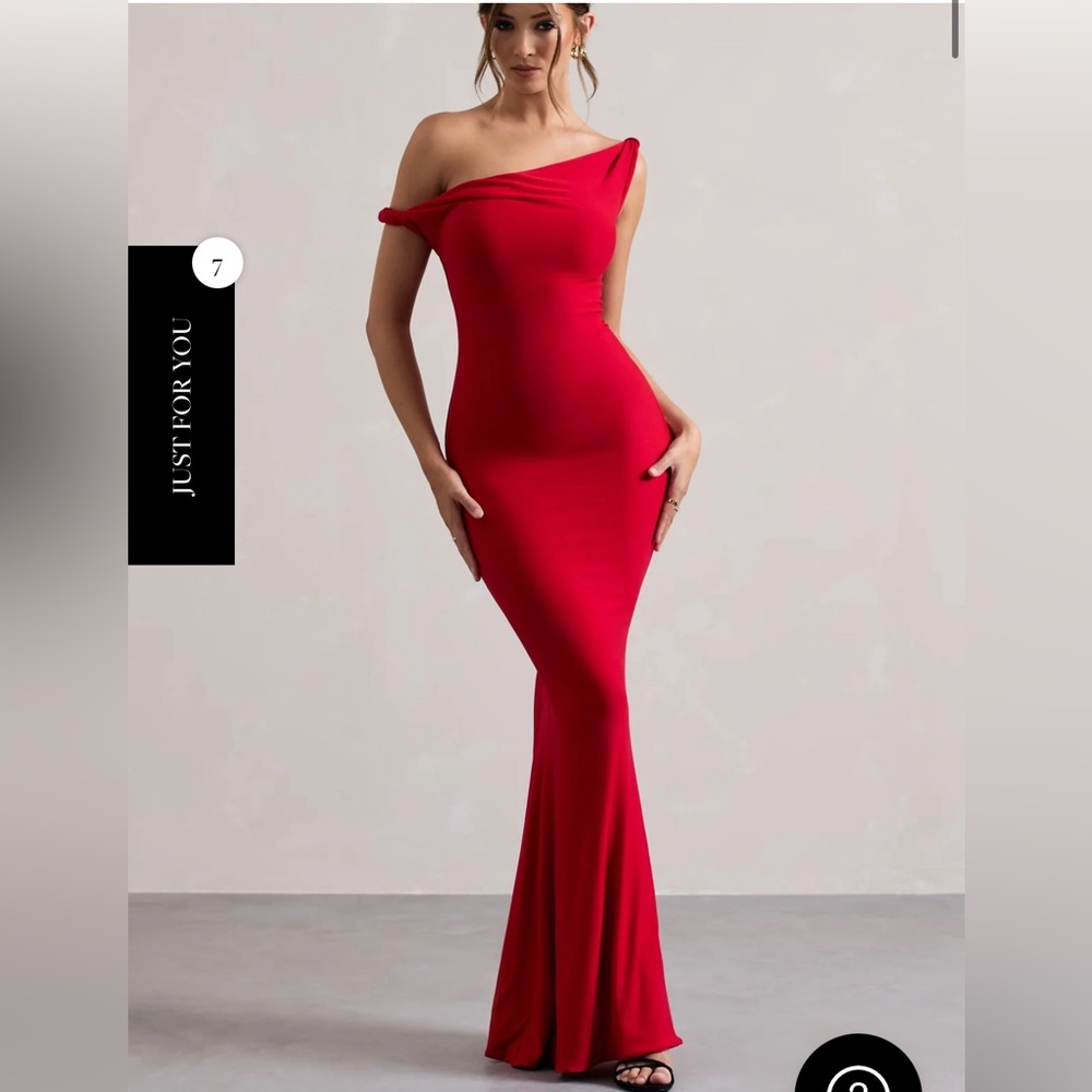NEW CLUB L LONDON lita red twisted asymmetrical maxi dress